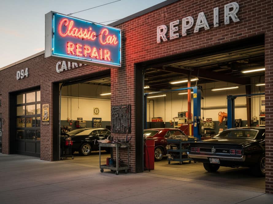 Classic car repair service technician Houston Texas vintage auto shop