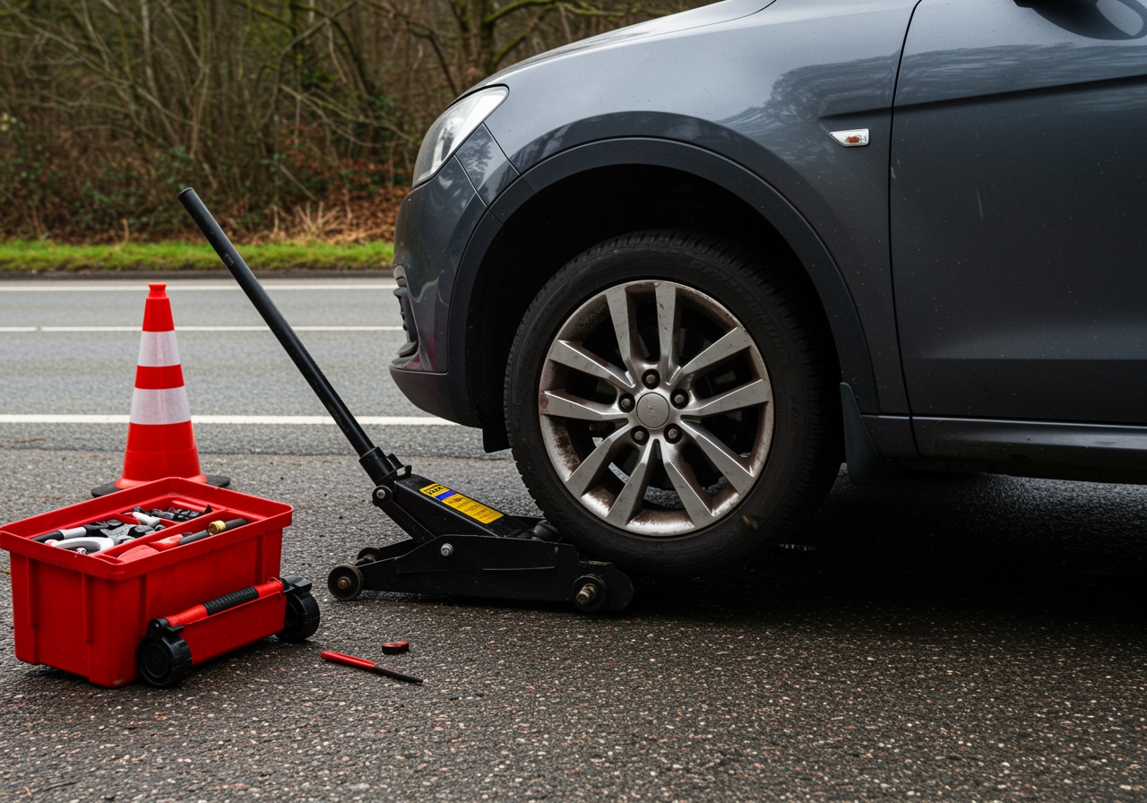 Before after flat tire emergency transformation Houston Texas