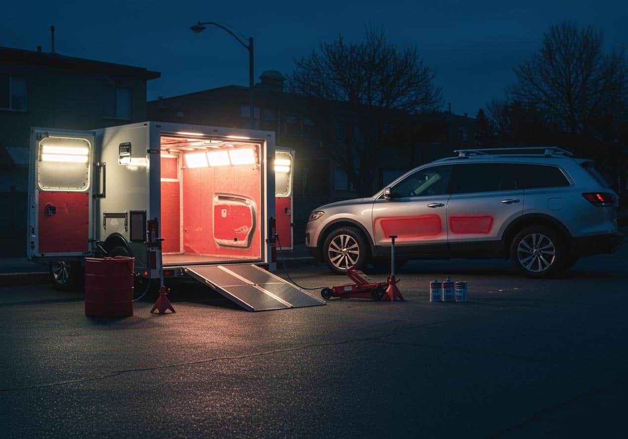 Professional mobile auto body stages demonstration Multi-stage mobile auto body process Houston Texas