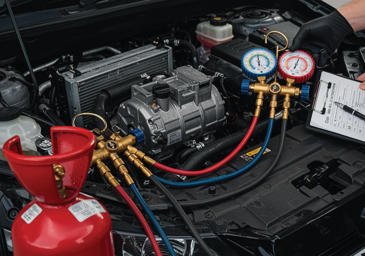 Professional auto AC repair service at Race Track Auto Center Auto AC repair service Houston Texas auto center