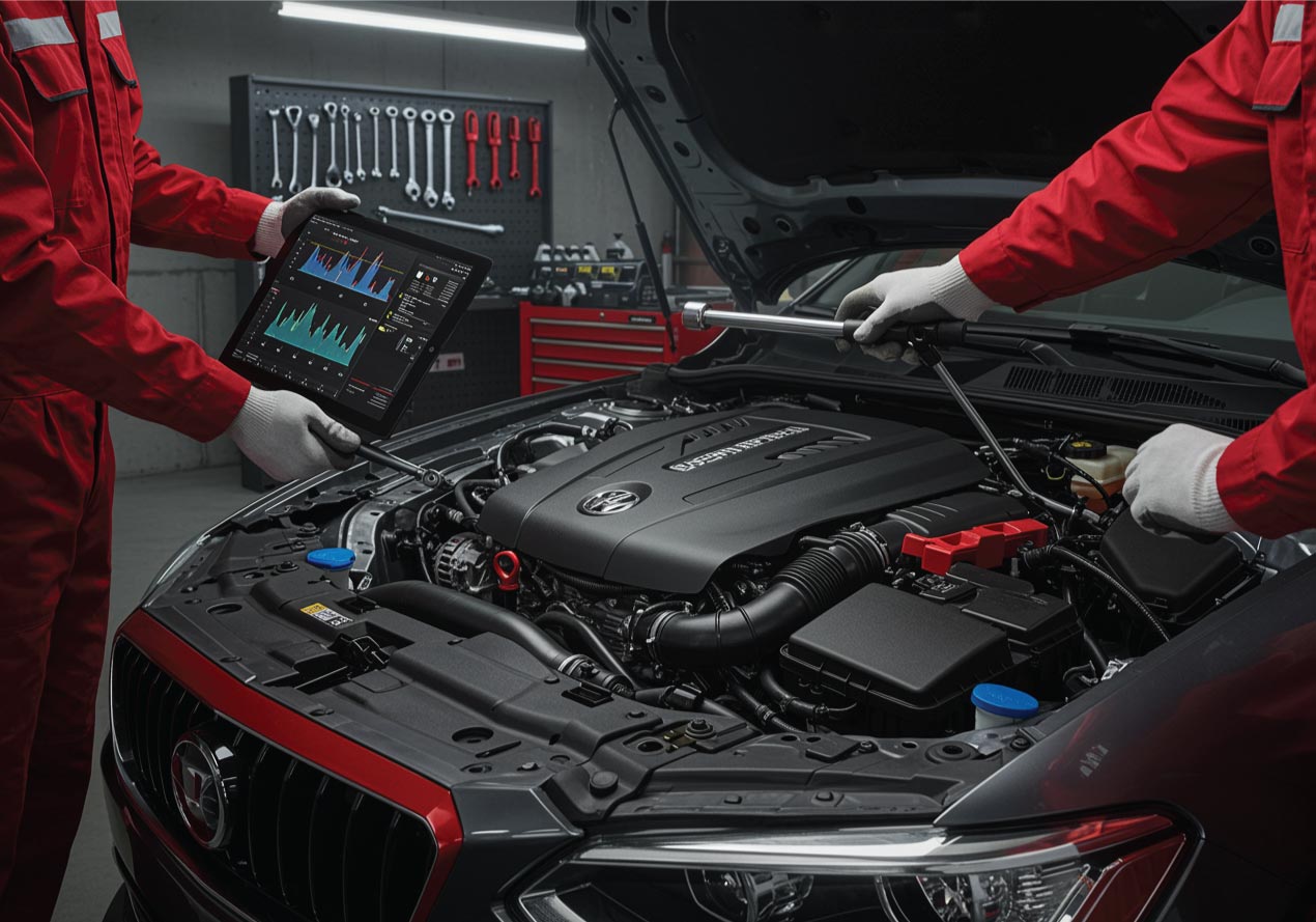 Professional Acura auto repair shop service at Race Track Auto Center Acura auto repair restoration process Houston Texas auto center