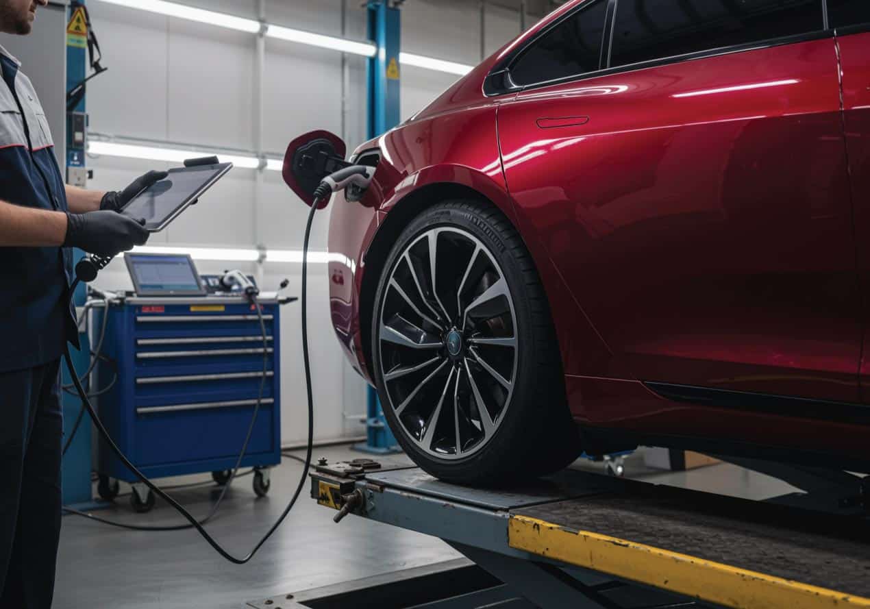 Electric auto repair service process Houston Texas EV shop
