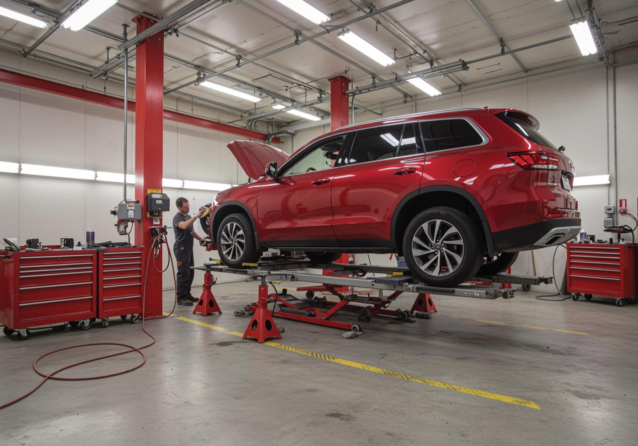 Professional GMC body repair service at GMC Auto Body Shop GMC body repair service process Houston Texas truck shop