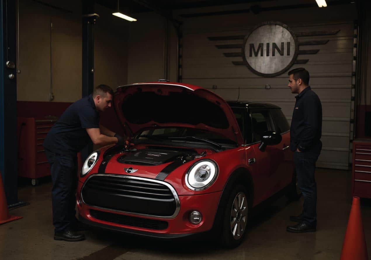Professional Mini auto repair shop service at Race Track Auto Center Mini auto repair restoration process Houston Texas auto center
