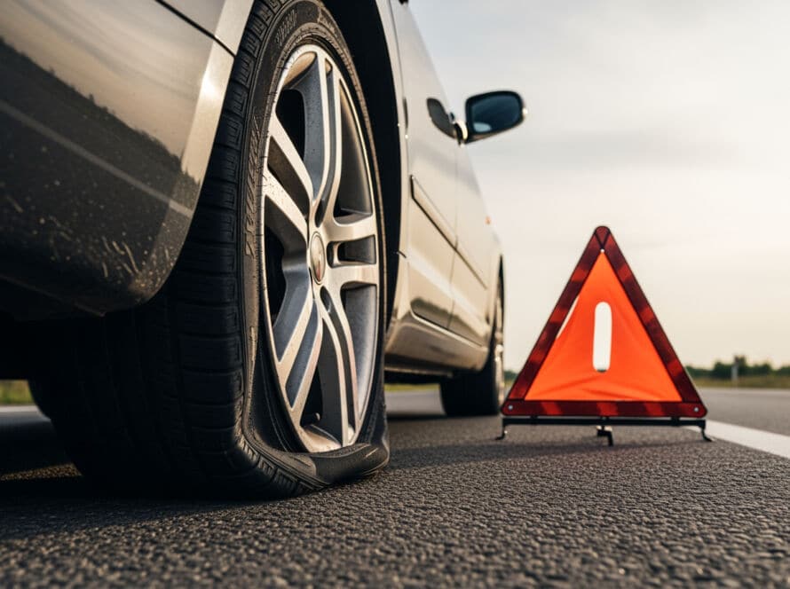 Can you drive on flat tire service technician Houston Texas auto shop