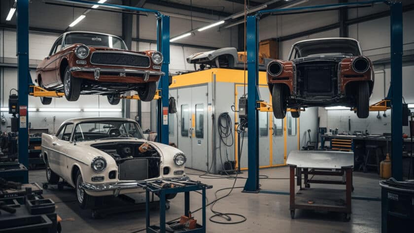 Classic car body restoration service technician Houston Texas auto shop