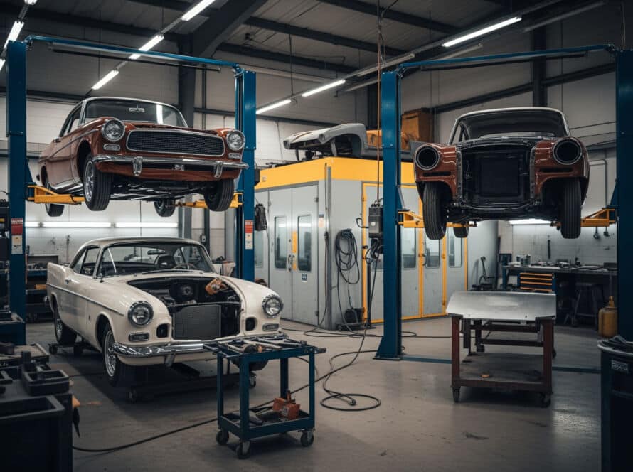 Classic car body restoration service technician Houston Texas auto shop