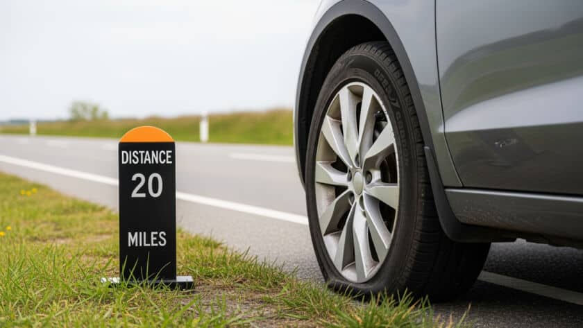 How far can you drive on a flat tire Houston Texas emergency tire service