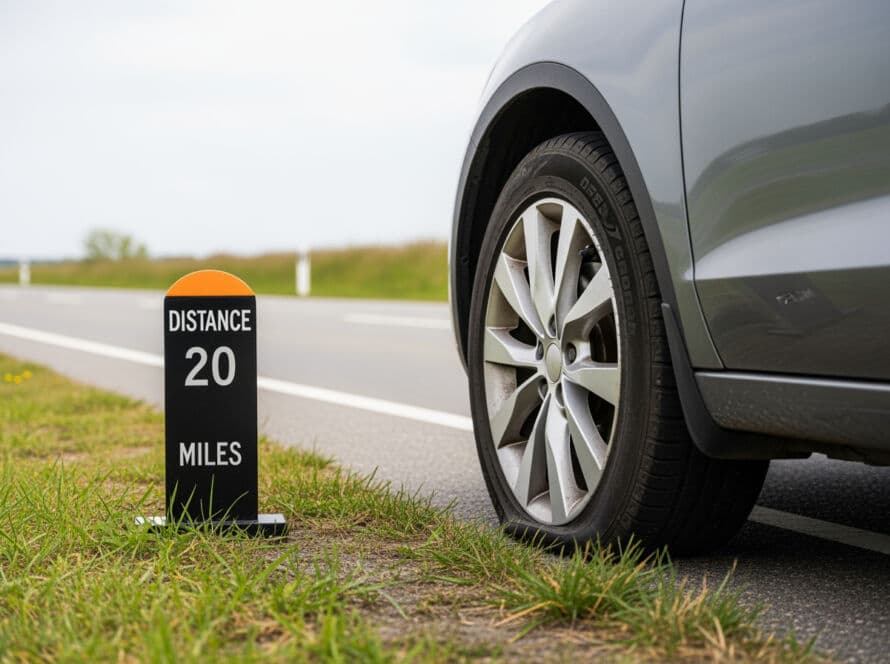 How far can you drive on a flat tire Houston Texas emergency tire service