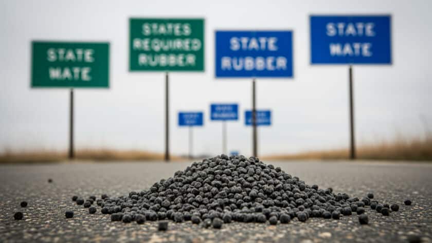 Ground tire rubber state requirements Houston Texas auto recycling center