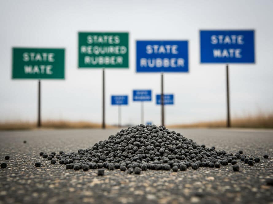 Ground tire rubber state requirements Houston Texas auto recycling center