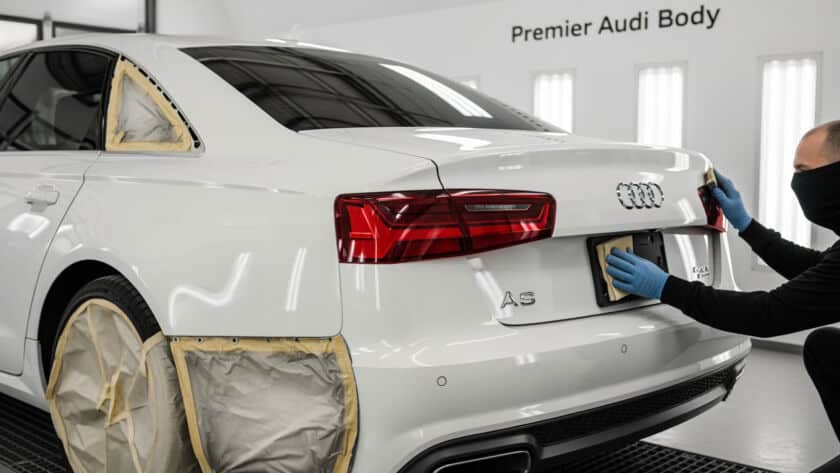 Audi auto body repair service technician Houston Texas auto shop