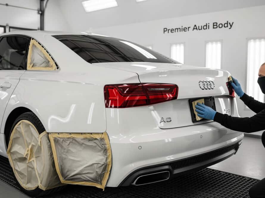 Audi auto body repair service technician Houston Texas auto shop
