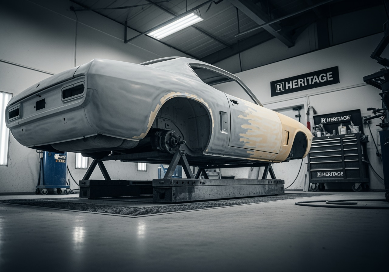 Classic auto paint restoration stages demonstration Multi-stage classic paint restoration Houston Texas