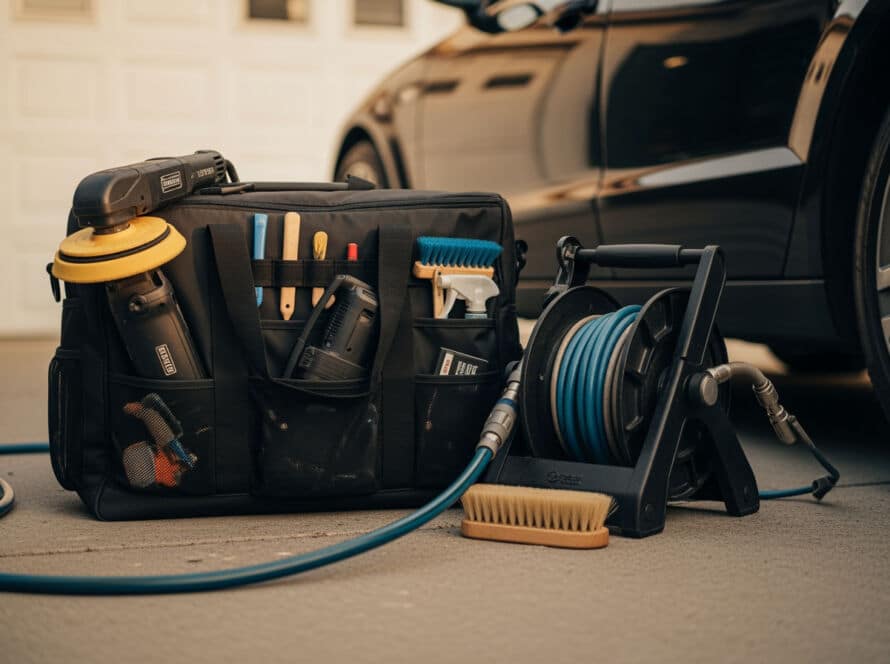 Exterior car detailing kit service technician Houston Texas auto shop