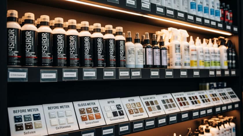 Exterior car detailing products service technician Houston Texas auto shop