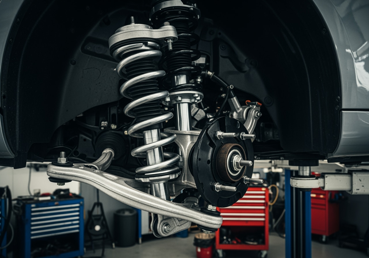 Professional suspension repair service at Race Track Auto Center Suspension repair restoration process Houston Texas auto center