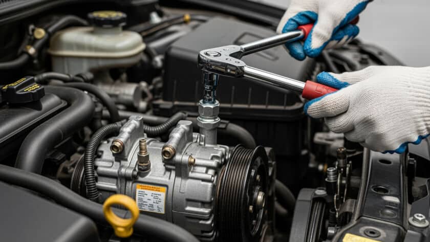 Auto AC repair Houston Texas automotive air conditioning service center professional technician diagnostics