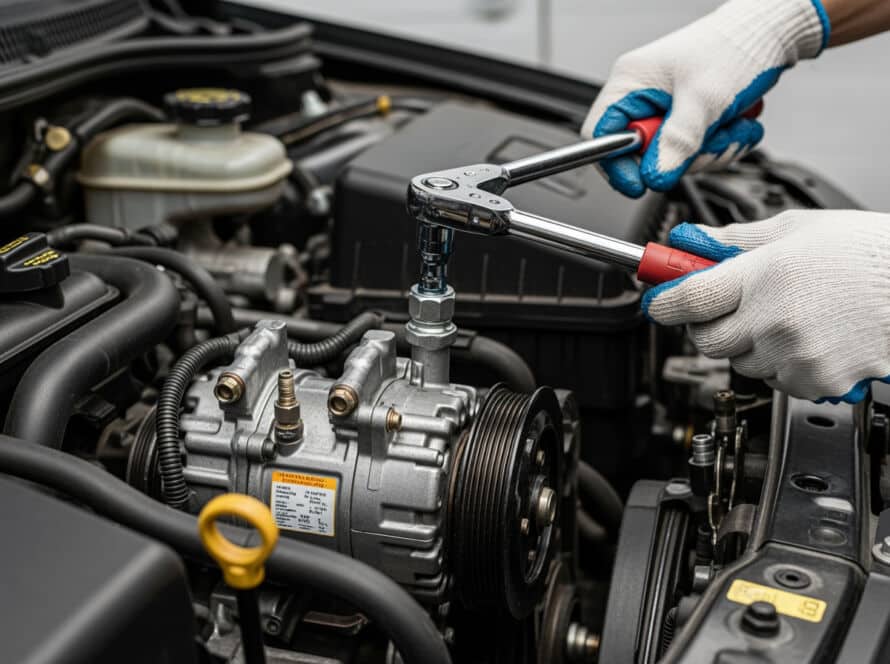 Auto AC repair Houston Texas automotive air conditioning service center professional technician diagnostics