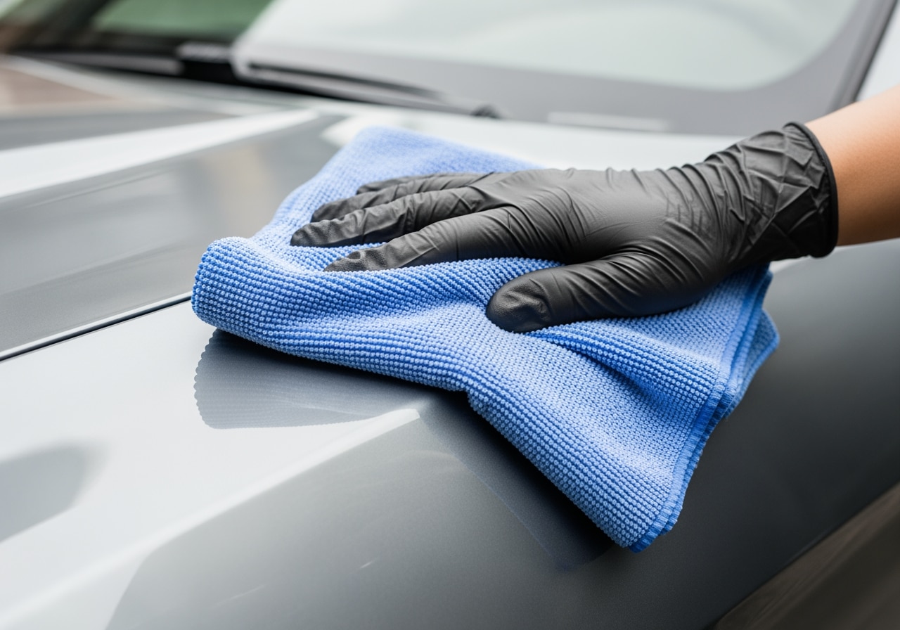 Before and after comparison showing dramatic car detailing interior and exterior transformation at Race Track Auto Center