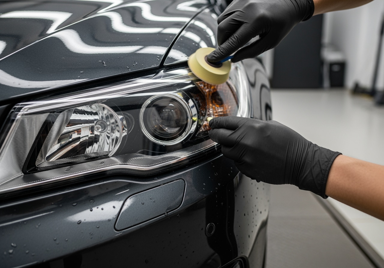 Race Track Auto Center detailing facility showing professional equipment for exterior detail car service