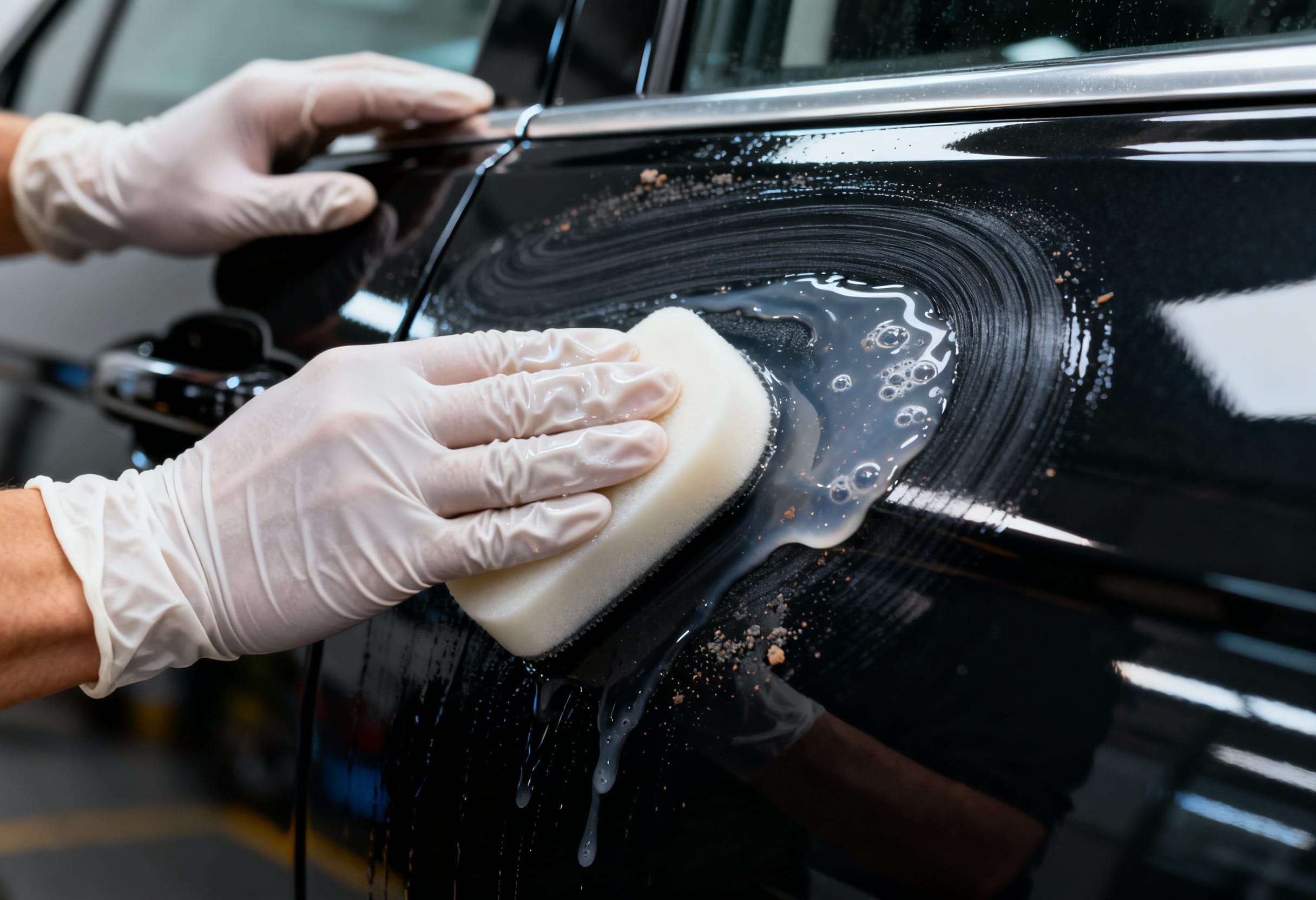 Race Track Auto Center car detailing bay showing professional equipment, organized workspace, and clean environment