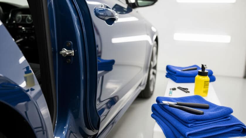 Exterior door jamb detailing professional guide Houston Texas automotive detailing service center door frame cleaning