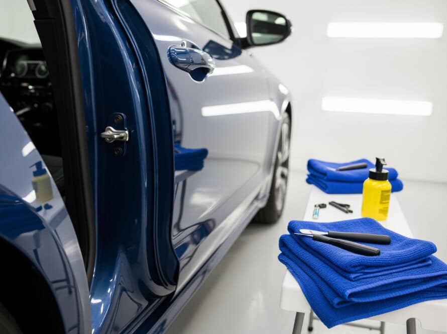 Exterior door jamb detailing professional guide Houston Texas automotive detailing service center door frame cleaning