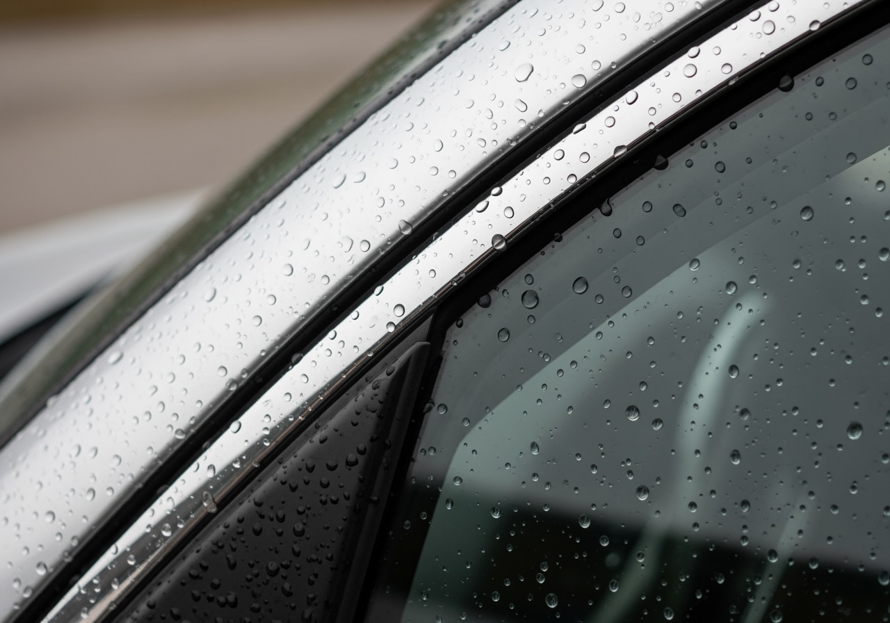 Before and after comparison showing exterior window trim details results with Houston skyline background