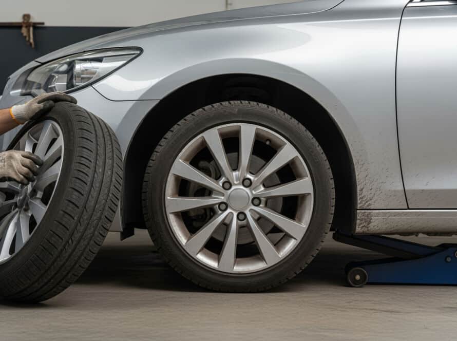 Front wheel drive tire rotation guide technician Houston Texas auto shop