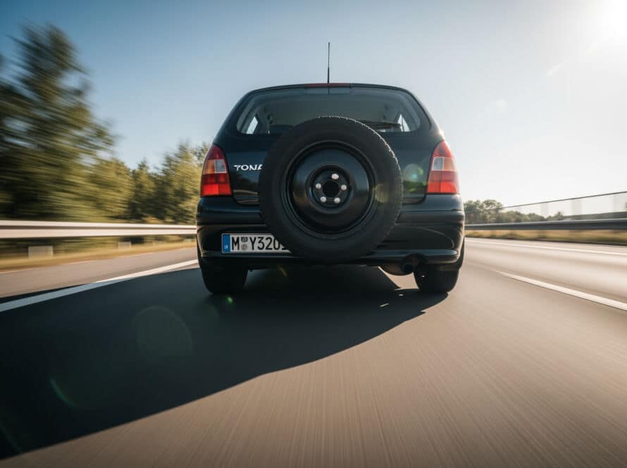 How far drive spare tire guide technician Houston Texas auto shop