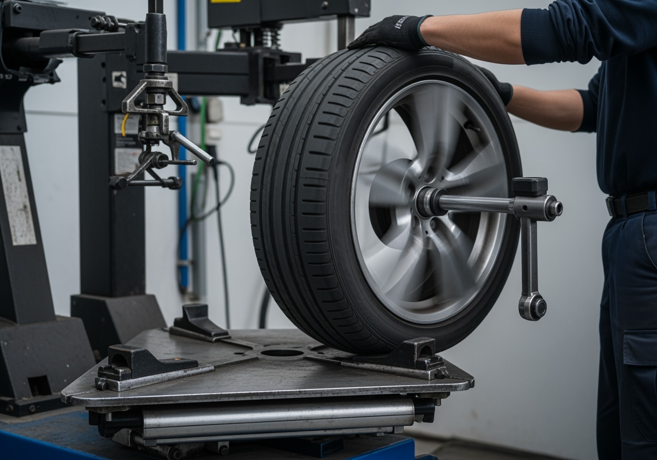 Race Track Auto Center tire service area showing professional equipment, organized workspace, and clean environment