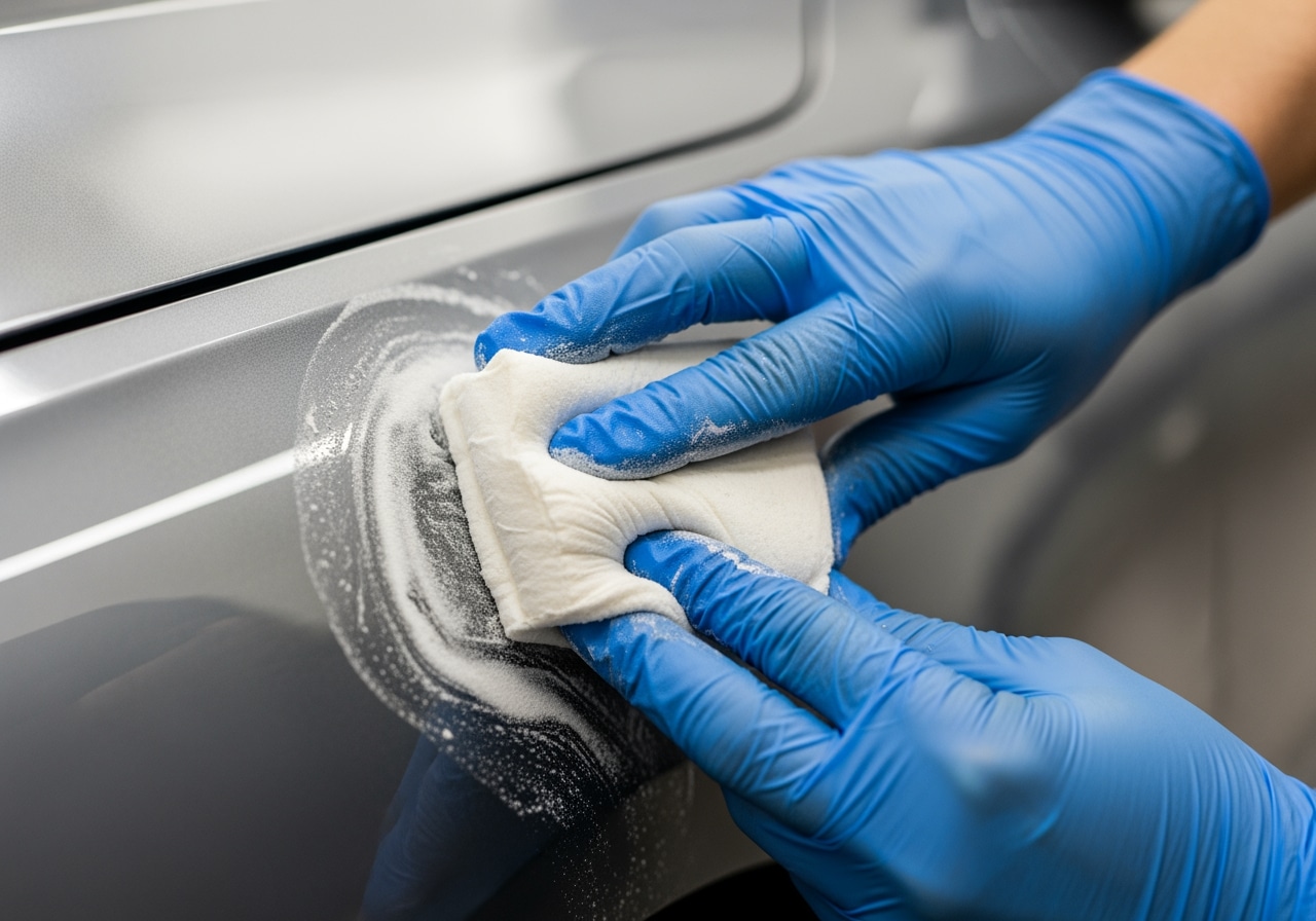 Race Track Auto Center showing what professional car detailing includes with equipment and organized workspace