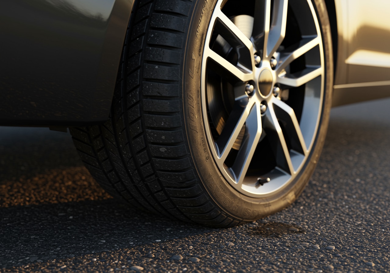 Flat tire on vehicle roadside