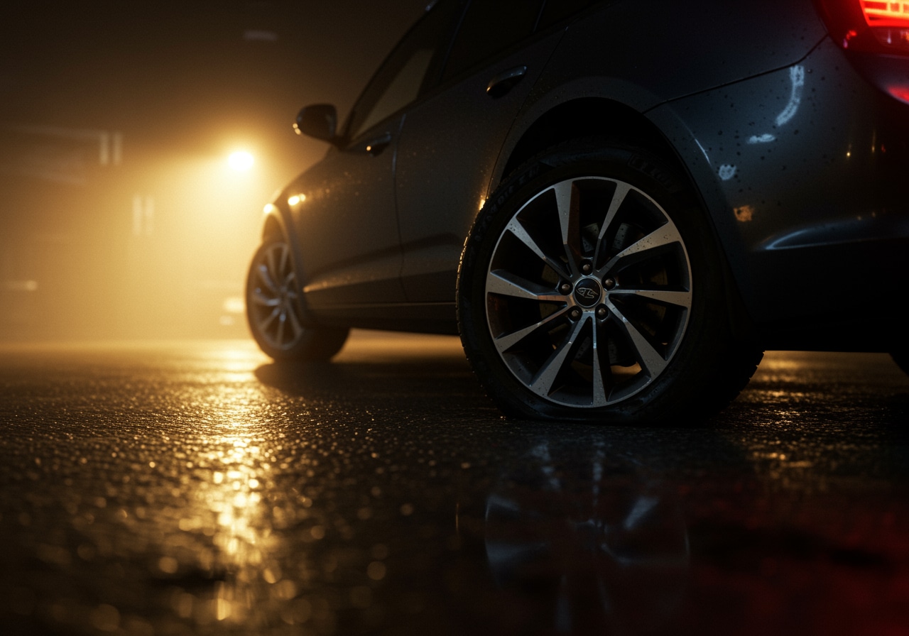 Flat tire damage example