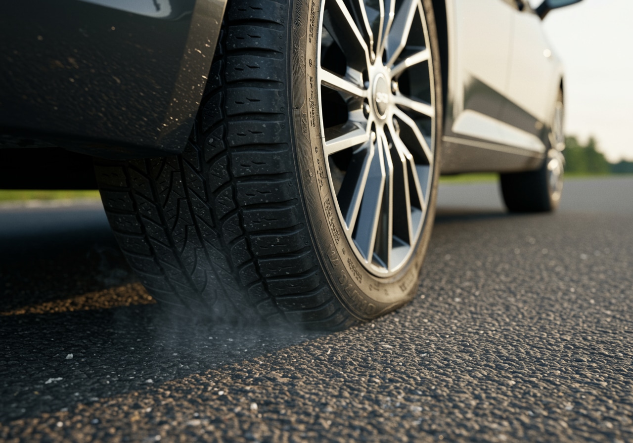Flat tire emergency on highway