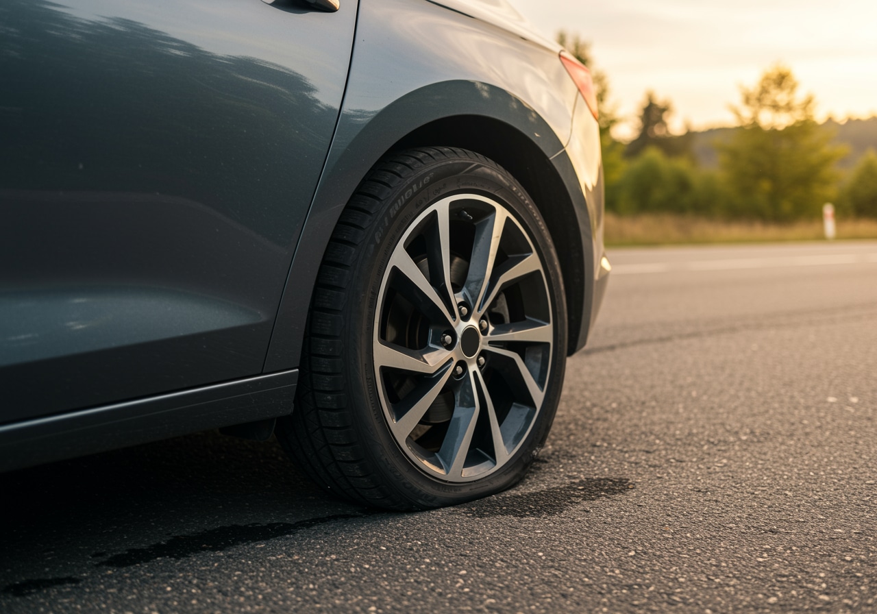 Damaged wheel from driving flat