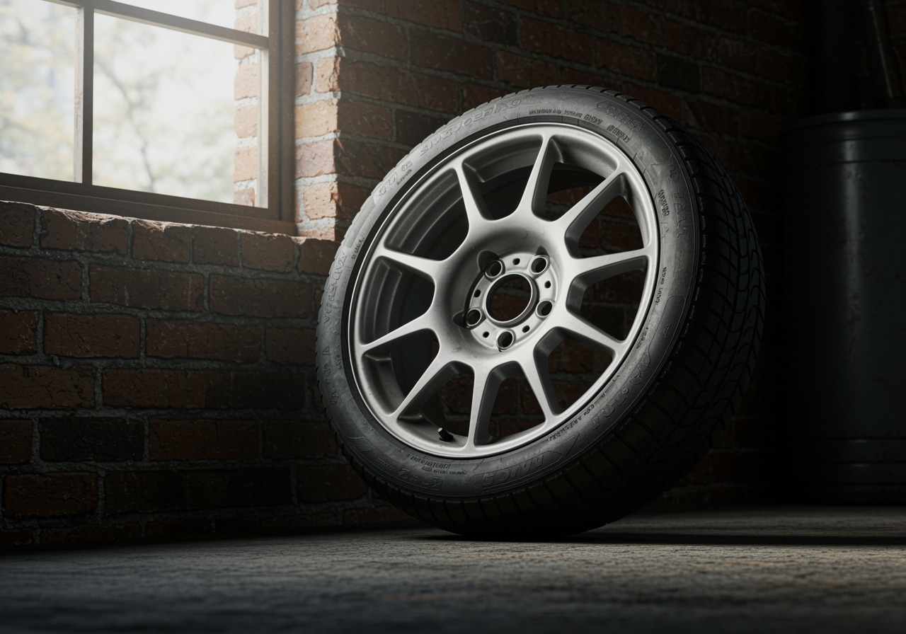 Spare tire on vehicle