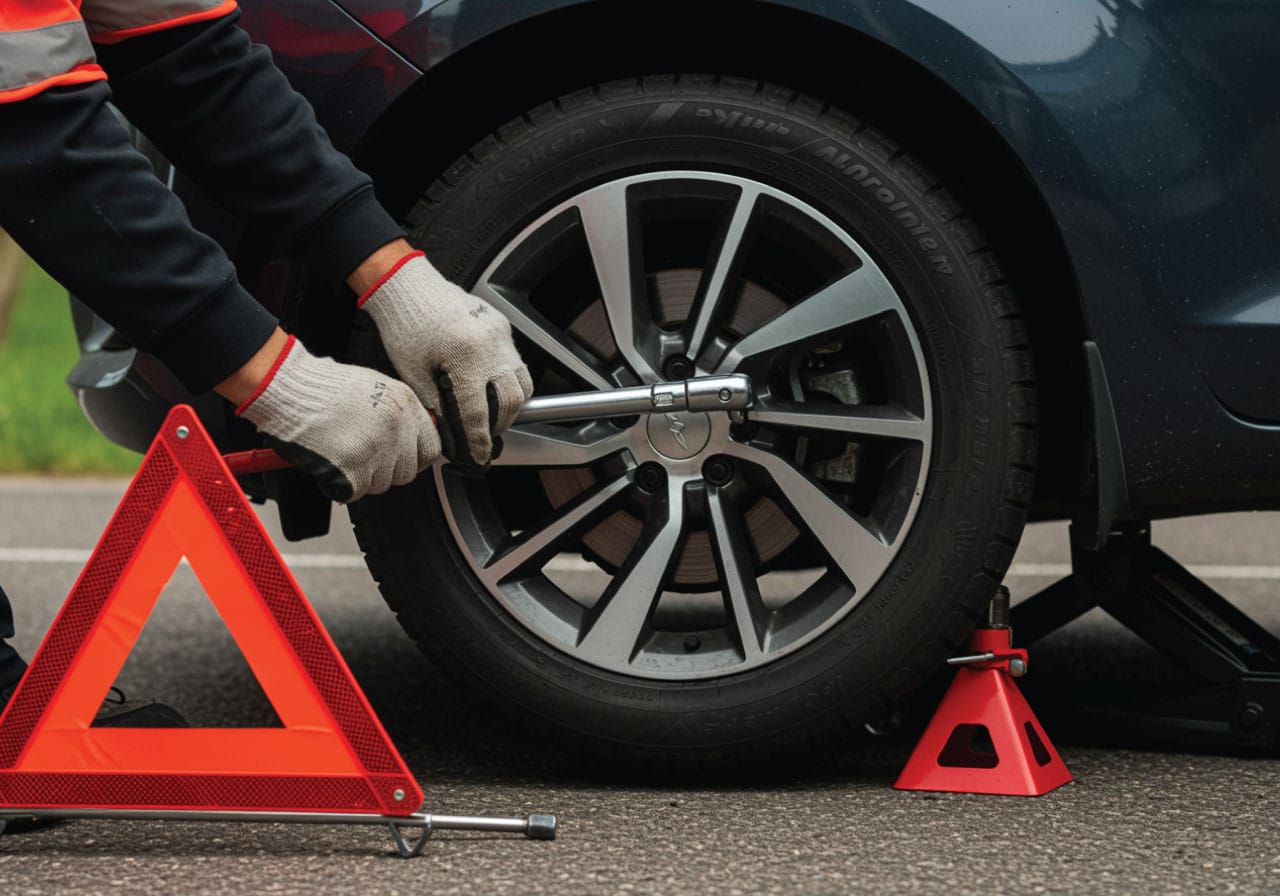 Spare tire on vehicle